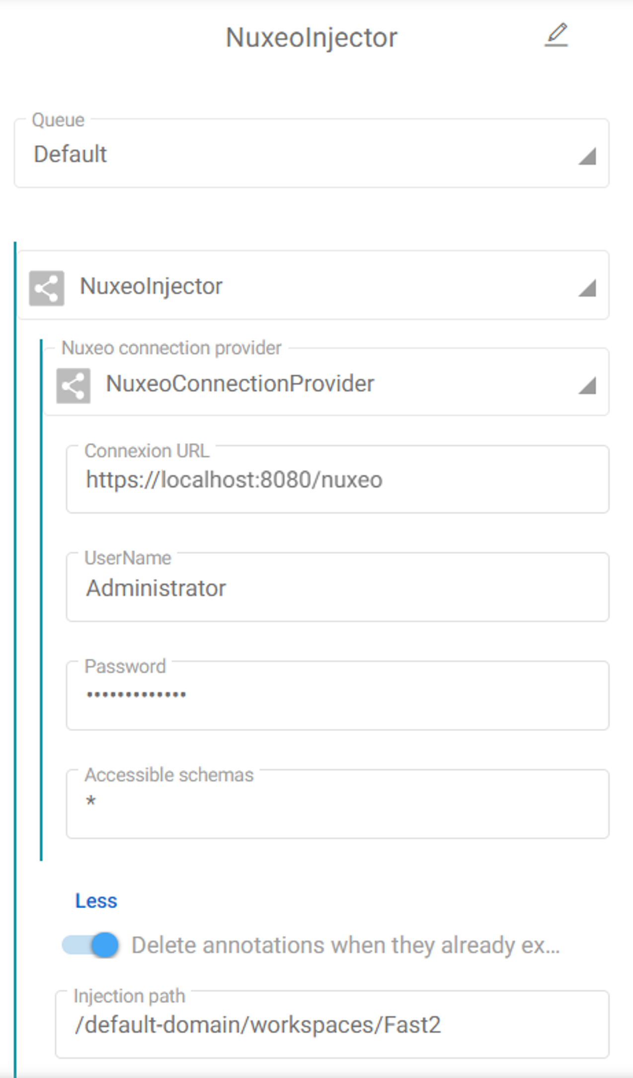 First use case injector configuration