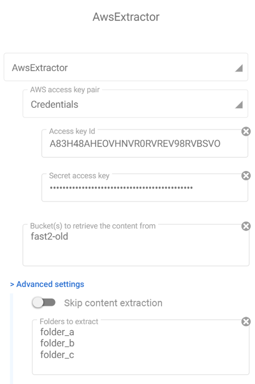 Extractor configuration within Fast2