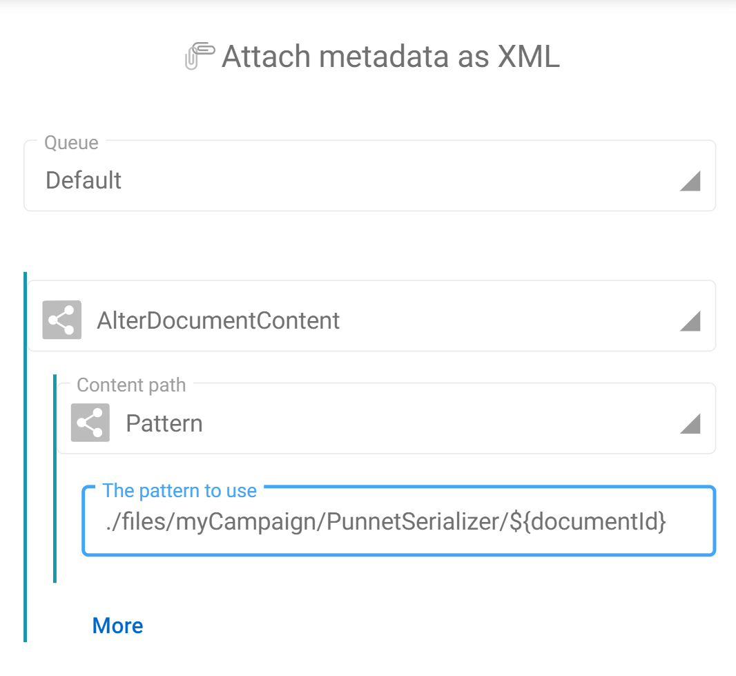 Task configuration to add the XML
