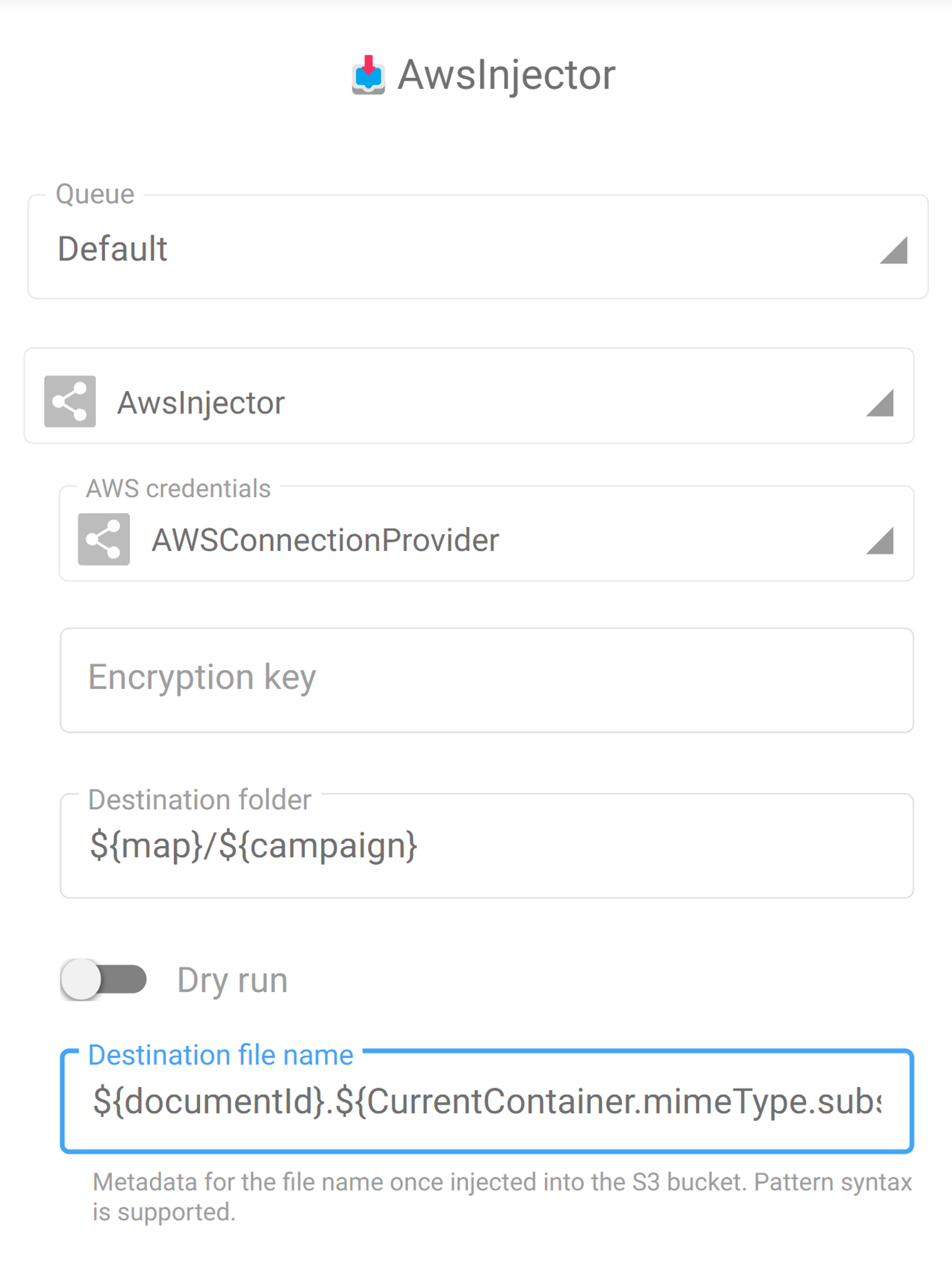 AWS injector configuration