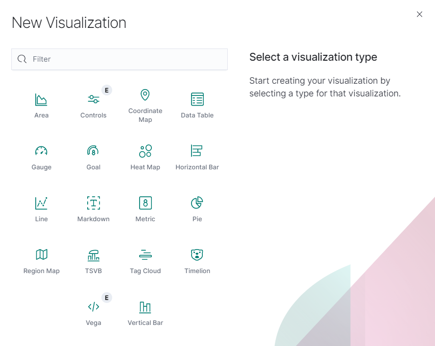 Visualization options on Kibana